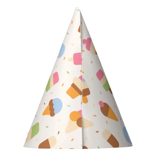 Ice Cream Pattern, Ice Cream Cone, Ice Popsicle Feesthoedjes (Achterkant)