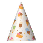 Ice Cream Pattern, Ice Cream Cone, Ice Popsicle Feesthoedjes (Voorkant)