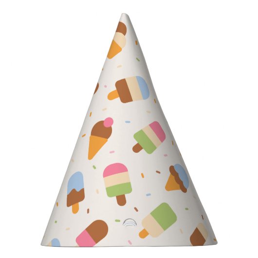 Ice Cream Pattern, Ice Cream Cone, Ice Popsicle Feesthoedjes (Rechts)