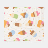 Ice Cream Pattern, Ice Cream Cone, Ice Popsicle Fleece Deken (Voorkant (Horizontaal))