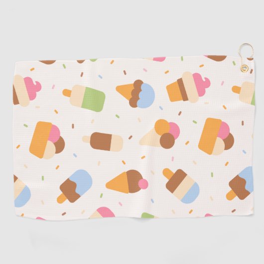 Ice Cream Pattern, Ice Cream Cone, Ice Popsicle Golfhanddoek (Horizontaal)