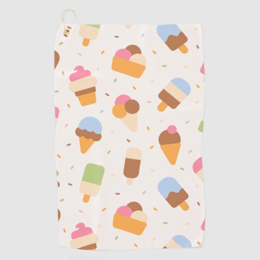 Ice Cream Pattern, Ice Cream Cone, Ice Popsicle Golfhanddoek (Voorkant)