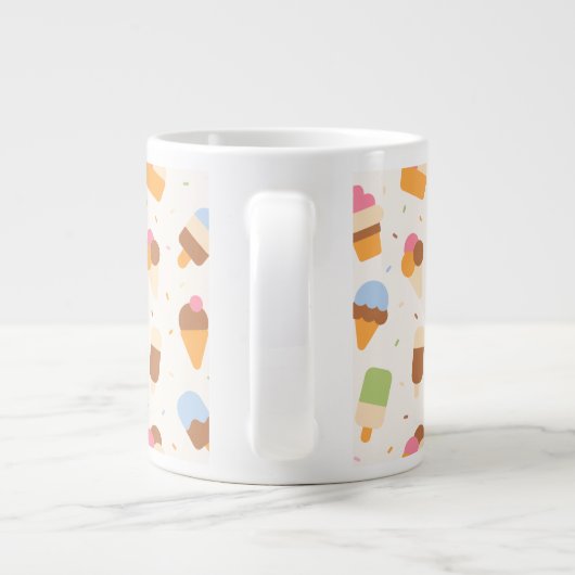 Ice Cream Pattern, Ice Cream Cone, Ice Popsicle Grote Koffiekop (Achterkant)