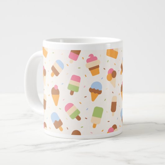 Ice Cream Pattern, Ice Cream Cone, Ice Popsicle Grote Koffiekop (Links)