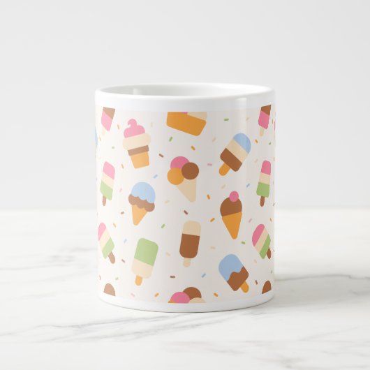 Ice Cream Pattern, Ice Cream Cone, Ice Popsicle Grote Koffiekop (Voorkant)