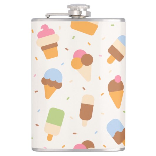 Ice Cream Pattern, Ice Cream Cone, Ice Popsicle Heupfles (Voorkant)