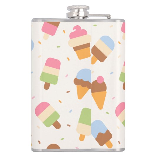 Ice Cream Pattern, Ice Cream Cone, Ice Popsicle Heupfles (Achterkant)