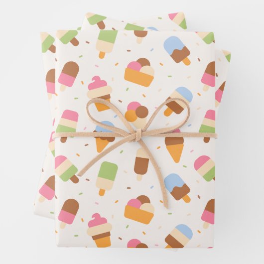 Ice Cream Pattern, Ice Cream Cone, Ice Popsicle Inpakpapier Vel (In situ)