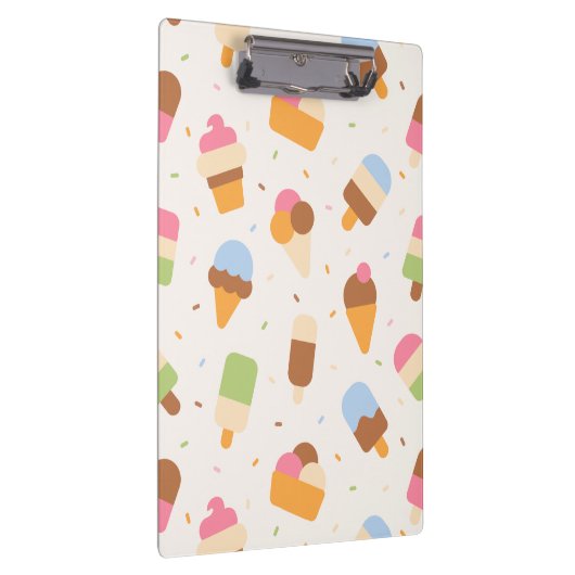 Ice Cream Pattern, Ice Cream Cone, Ice Popsicle Klembord (Rechts)