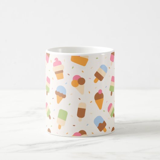 Ice Cream Pattern, Ice Cream Cone, Ice Popsicle Koffiemok (Center)
