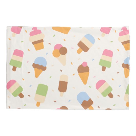 Ice Cream Pattern, Ice Cream Cone, Ice Popsicle Kussensloop (Achterkant)