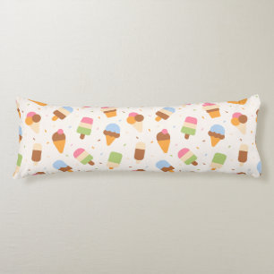 Ice Cream Pattern, Ice Cream Cone, Ice Popsicle Lichaamskussen