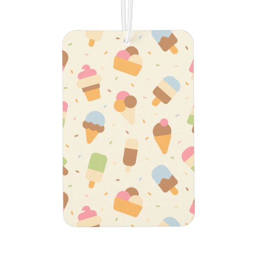 Ice Cream Pattern, Ice Cream Cone, Ice Popsicle Luchtverfrisser (Achterkant)
