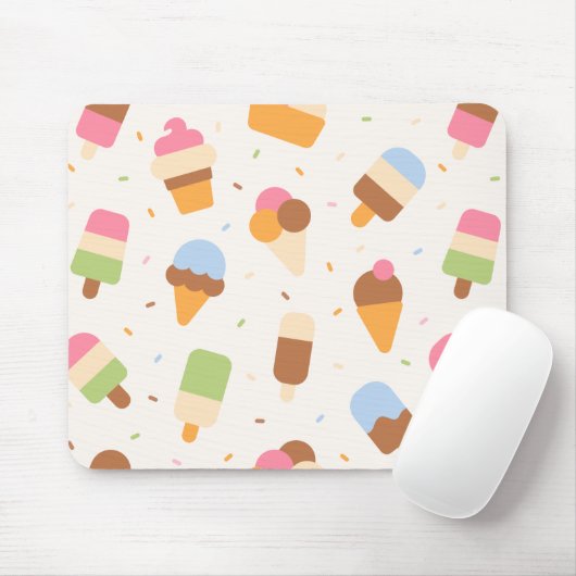 Ice Cream Pattern, Ice Cream Cone, Ice Popsicle Muismat (Met muis)