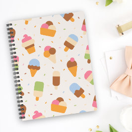 Ice Cream Pattern, Ice Cream Cone, Ice Popsicle Notitieboek