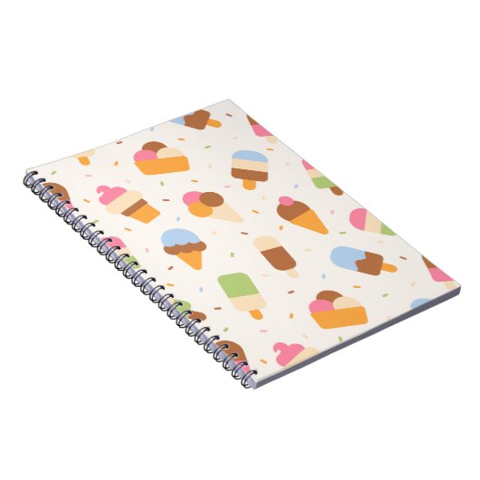 Ice Cream Pattern, Ice Cream Cone, Ice Popsicle Notitieboek (Rechterzijde)