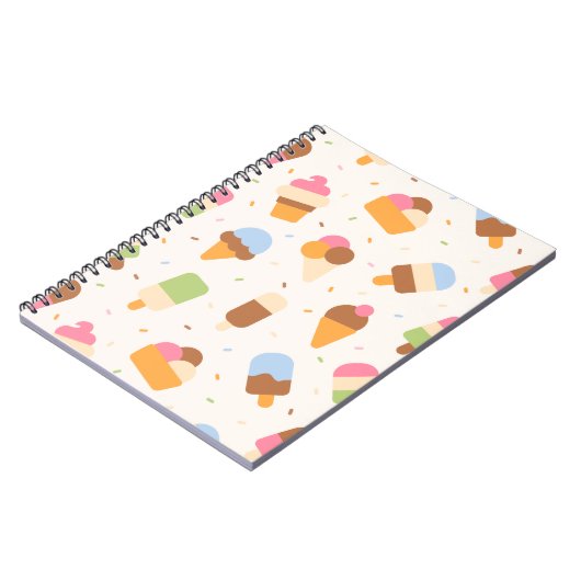 Ice Cream Pattern, Ice Cream Cone, Ice Popsicle Notitieboek (Linkerzijde)