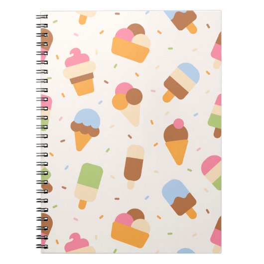 Ice Cream Pattern, Ice Cream Cone, Ice Popsicle Notitieboek (Voorkant)