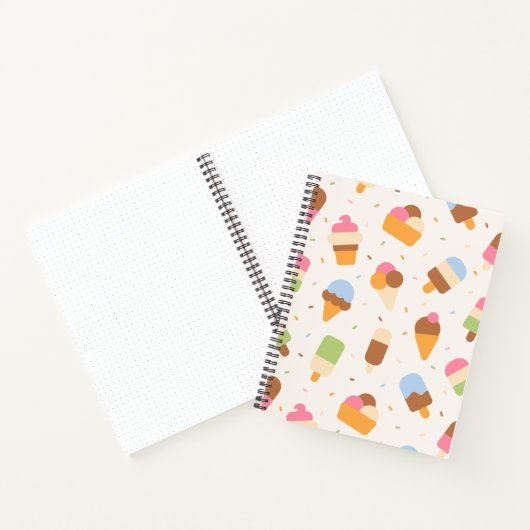 Ice Cream Pattern, Ice Cream Cone, Ice Popsicle Notitieboek (Binnen)