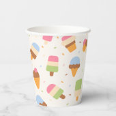 Ice Cream Pattern, Ice Cream Cone, Ice Popsicle Papieren Bekers (Achterkant)