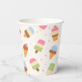 Ice Cream Pattern, Ice Cream Cone, Ice Popsicle Papieren Bekers (Voorkant)