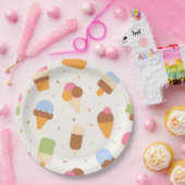 Ice Cream Pattern, Ice Cream Cone, Ice Popsicle Papieren Bordje (Feest)