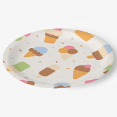Ice Cream Pattern, Ice Cream Cone, Ice Popsicle Papieren Bordje (Gekanteld)