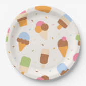 Ice Cream Pattern, Ice Cream Cone, Ice Popsicle Papieren Bordje (Voorkant)