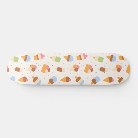 Ice Cream Pattern, Ice Cream Cone, Ice Popsicle Persoonlijk Skateboard (Horizontaal)