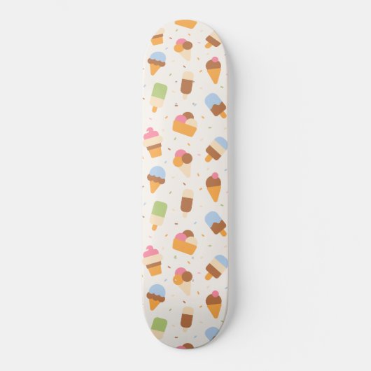 Ice Cream Pattern, Ice Cream Cone, Ice Popsicle Persoonlijk Skateboard (Voorkant)