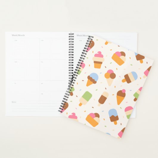 Ice Cream Pattern, Ice Cream Cone, Ice Popsicle Planner (Display)