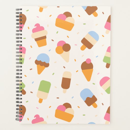Ice Cream Pattern, Ice Cream Cone, Ice Popsicle Planner (Voorkant)