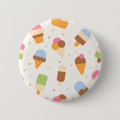 Ice Cream Pattern, Ice Cream Cone, Ice Popsicle Ronde Button 5,7 Cm (Voorkant)