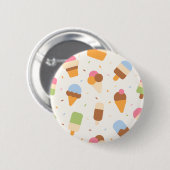 Ice Cream Pattern, Ice Cream Cone, Ice Popsicle Ronde Button 5,7 Cm (Voorkant /achterkant)