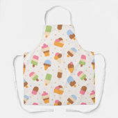 Ice Cream Pattern, Ice Cream Cone, Ice Popsicle Schort (Voorkant)