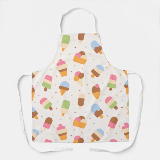 Ice Cream Pattern, Ice Cream Cone, Ice Popsicle Schort (Voorkant)