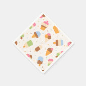 Ice Cream Pattern, Ice Cream Cone, Ice Popsicle Servet (Hoek)
