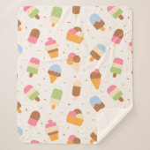 Ice Cream Pattern, Ice Cream Cone, Ice Popsicle Sherpa Deken (Voorkant)