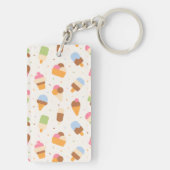 Ice Cream Pattern, Ice Cream Cone, Ice Popsicle Sleutelhanger (achterkant)