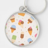 Ice Cream Pattern, Ice Cream Cone, Ice Popsicle Sleutelhanger (Voorkant)