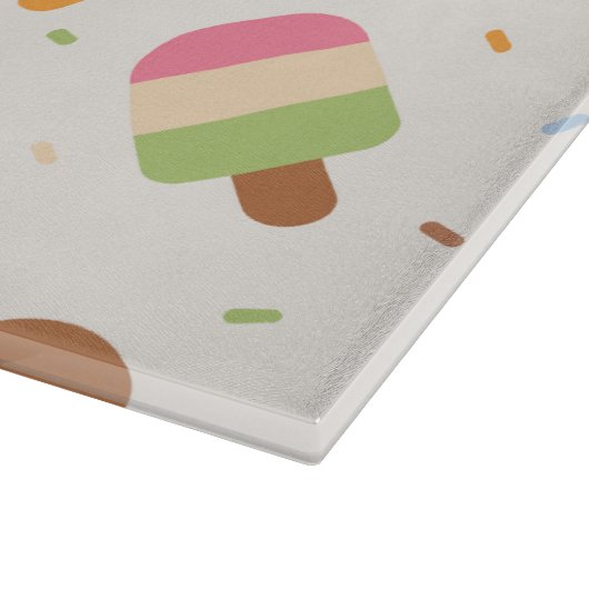 Ice Cream Pattern, Ice Cream Cone, Ice Popsicle Snijplank (Hoek)