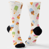 Ice Cream Pattern, Ice Cream Cone, Ice Popsicle Sokken (Gebogen)