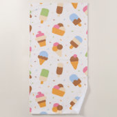 Ice Cream Pattern, Ice Cream Cone, Ice Popsicle Strandlaken (Voorkant)