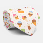 Ice Cream Pattern, Ice Cream Cone, Ice Popsicle Stropdas (Opgerold)