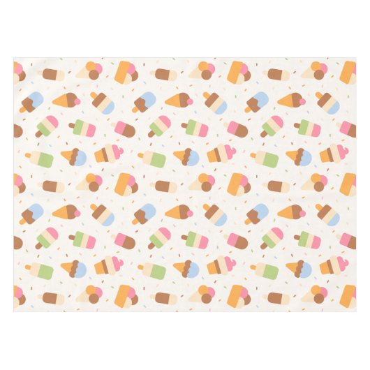 Ice Cream Pattern, Ice Cream Cone, Ice Popsicle Tafelkleed (Voorkant (Horizontaal))