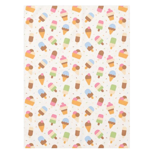 Ice Cream Pattern, Ice Cream Cone, Ice Popsicle Tafelkleed (Voorkant)