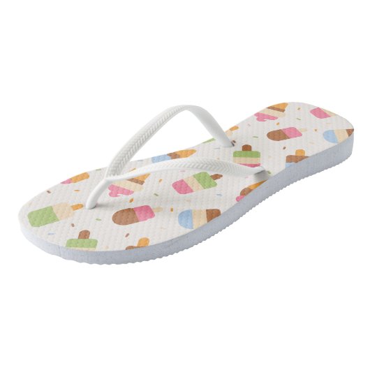 Ice Cream Pattern, Ice Cream Cone, Ice Popsicle Teenslippers (Schuin)