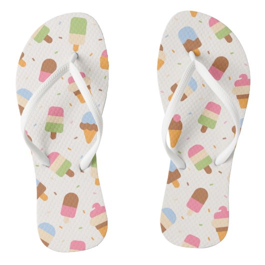 Ice Cream Pattern, Ice Cream Cone, Ice Popsicle Teenslippers (Voetbed)