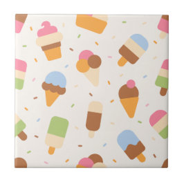 Ice Cream Pattern, Ice Cream Cone, Ice Popsicle Tegeltje