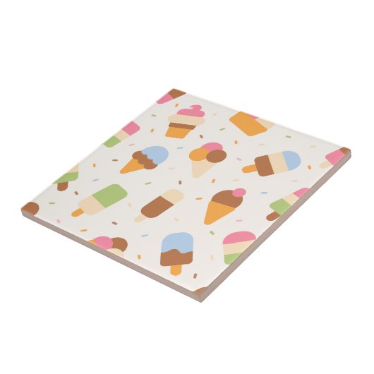 Ice Cream Pattern, Ice Cream Cone, Ice Popsicle Tegeltje (Zijkant)